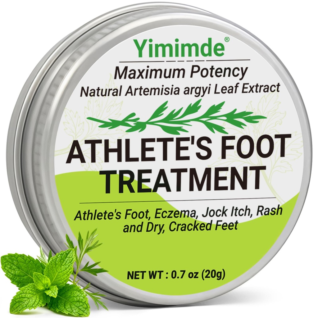 Maximum Potency Athlete's Foot Treatment Cream, Natural Artemisia Argyi Leaf Extract with Wormwood Oil, Fast-Acting for Eczema, Jock Itch, Rash, Dry Cracked Feet, Plant-Powered Skin Soothing