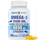 Omega 3 Fish Oil Supplement 4000mg, Triple Strength 1200mg Omega 3 Fatty Acids with EPA & DHA for Brain & Heart Health, 180 Softgels