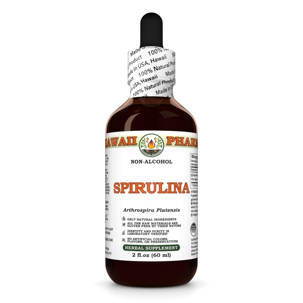 Hawaii Pharm Spirulina Alcohol-Free Extract, Glycerite for Lipid Balance, Promotes Vitality, Supports Immune Function, Provides Antioxidant Protection - 2 fl.oz