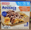 Elevation Caramel Chocolate Nut Roll Bar Snack Advance Bar Keto Support 7.76oz 220g