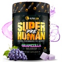 ALPHA LION Superhuman Preworkout Powder, Beta Alanine, L-Taurine & Tri-Πηγή Καφεΐνη για Παρατεταμένη Ενέργεια & Εστίαση, Νιτρικό Οξείδιο & Κιτρουλλίνη για Αντλία (21 Σερβίρει, Grapezilla)