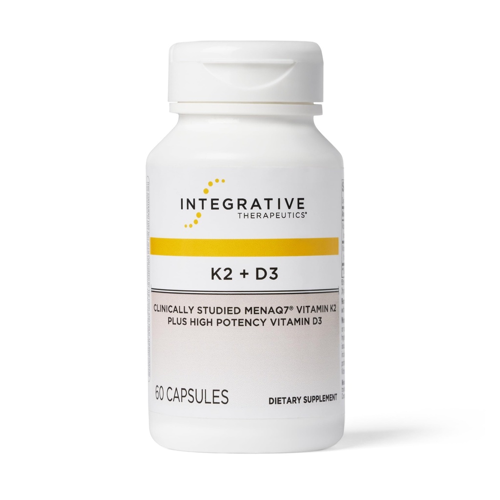 Ολοκληρωτικά Θεραπευτικά K2 + D3 - Heart Health & Bone Support* - Απορρόφηση ασβεστίου για ενήλικες - Γαλακτοκομικά Χωρίς Γλουτένη - 60 Count (60 Servings)