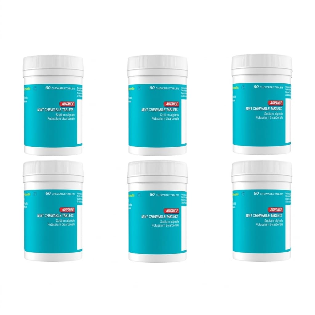 Advance Mint Chewable Tablets 60 Pack Mint Acid Reflux & Heartburn - 6 Pack (60 X 6 = 360 Tabs)