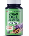 Yuve Vegan DGL Licorice 760mg - Digestive Support Supplement with L-Glycine - Non-GMO, Gluten-Free, Filler-Free Capsules for Heartburn Relief, Gut Health & Stomach Comfort - 100 Count