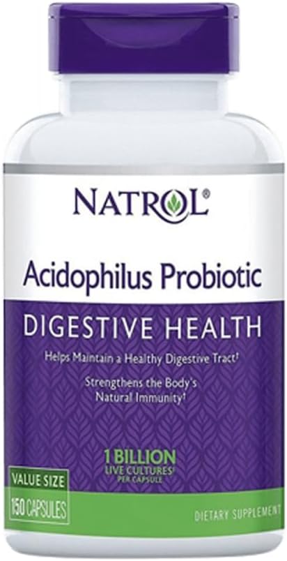 Natrol Acidophilus 100mg Κάψουλες, Άγευστα, Μωβ, 150 Count, Συσκευασία των 3