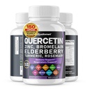 Quercetin Bromelain Zinc Vitamin D3 Elderberry Turmeric Rosemary Bilberry Sage Odorless Garlic Green Tea Milk Thistle Oregano -150 Capsules