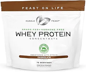 Μύες Feast Grass-Fed Whey πρωτεΐνη συμπυκνωμένο σκόνη, όλα φυσικά, χωρίς ορμονική πάστα Αυξημένη πρωτεΐνη Whey σκόνη για γυναίκες & άνδρες, καθαρό, μη-GMO & χωρίς γλουτένη συμπυκνωμένο Whey - σοκολάτα, 5lb