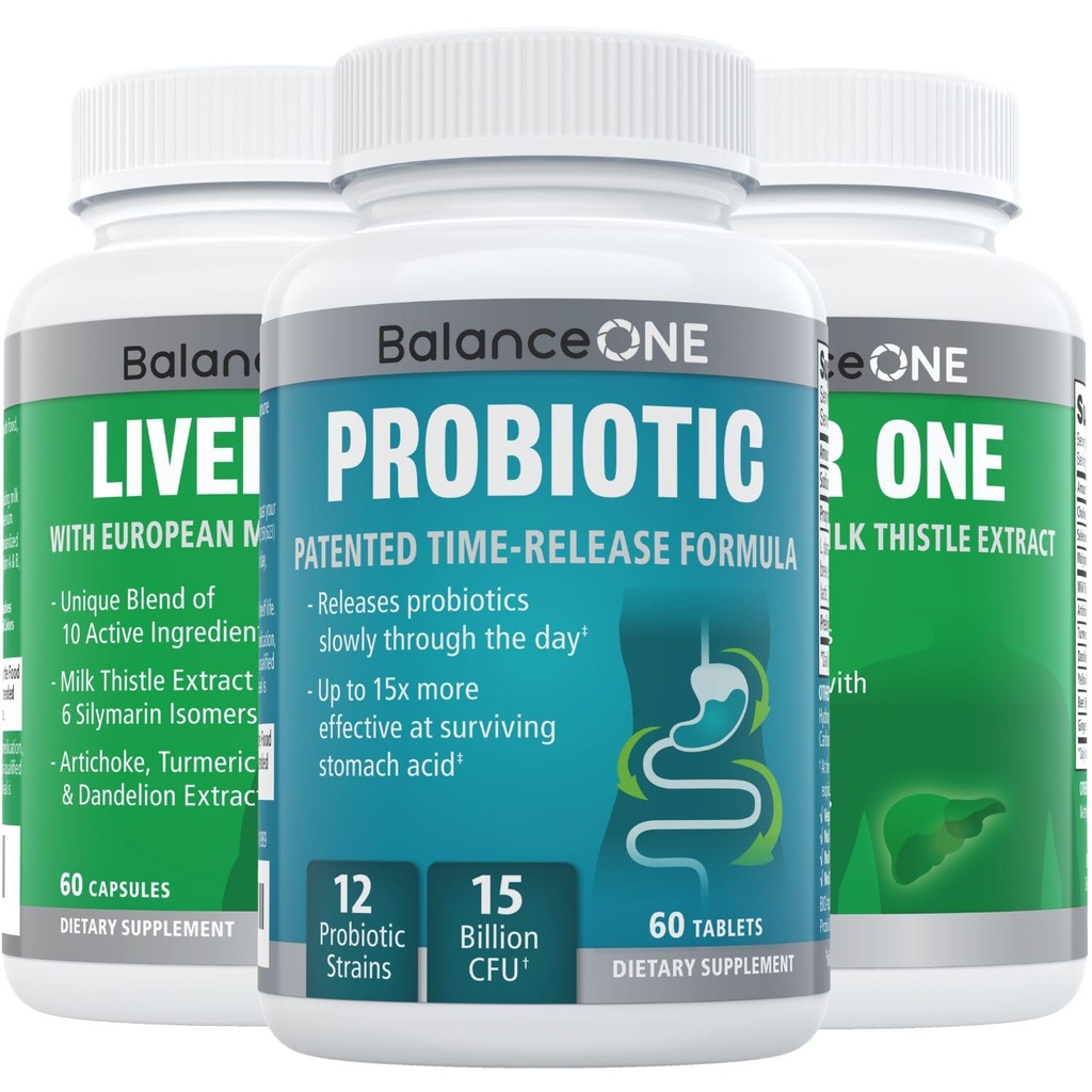 2 Month Liver & Gut Health Bundle - 15 Billion Time-Release Probiotic - Natural Liver Support with Milk Thistle
