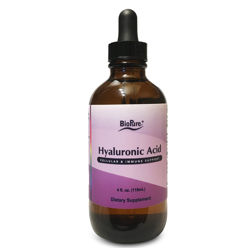 BioPure Hyaluronic Acid Liquid Solution – All Natural, Highly Bioδιαθέσιμη μορφή Υαλουρονικό οξύ για στοματική & επίκαιρη χρήση για την παροχή κοινής λίπανσης και δερματικής ενυδάτωσης, Ελαστικότητα – 4 fl oz