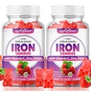 softbear Iron Gummies for Women & Men & Kids, Chewable Iron Supplements with Vitamin C,B3,B5,B6,B12 Supports Immune System, Energy & Vitality, Sugar-Free/Vegan, Strawberry Flavor 120 Count