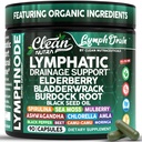 Organic Lymphatic Drainage Supplements | Elderberry Bladderwrack Burdock Root Black Seed Oil Spirulina Sea Moss Ashwagandha Chlorella Amla Beet Moringa Chlorophyll Lymph System Capsules By Clean Nutra