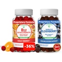 Lunakai Βιταμίνη B12 και Gummys Elderberry Bundle - 3000 mcg Gummy για ενήλικες Ενεργειακή Υποστήριξη και Υγεία των Οστών - συμπλήρωμα υποστήριξης ανοσοποιητικών με ψευδάργυρο και βιταμίνη C