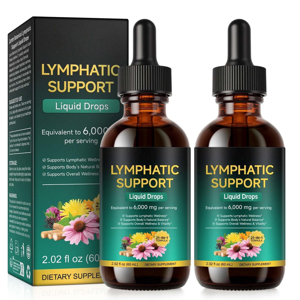 FANSHI 2PCS Lymphatic Drainage Drops – Advanced Botanical Formula with 16 Herbs & Liposomal Delivery – Supports Immune Health – Maximum Absorption & Vegan
