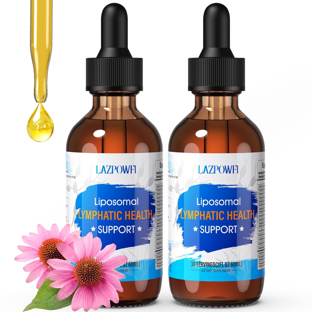 Lymphatic Drainage Drops – Liposomal Lymphatic Drainage Supplements with Echinacea 500mg, Elderberry, Burdock Root & Dandelion – Liquid Lymphatic Drops, 2 fl oz