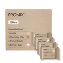 ProMix Nutrition Protein Plant Based Puff Bars - Variety Pack (Vanilla, Chocolate Chip, Snickerdoodle, Birthdate Cake) - Marshmallow Crispy Treat - High Protein & Low Calorie - 12 Bars