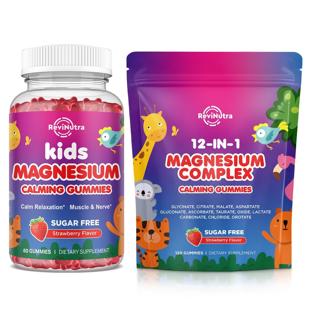 Magnesium Complex Gummies for Kids Adults Magnesium Supplements Sugar Free Strawberry Flavor