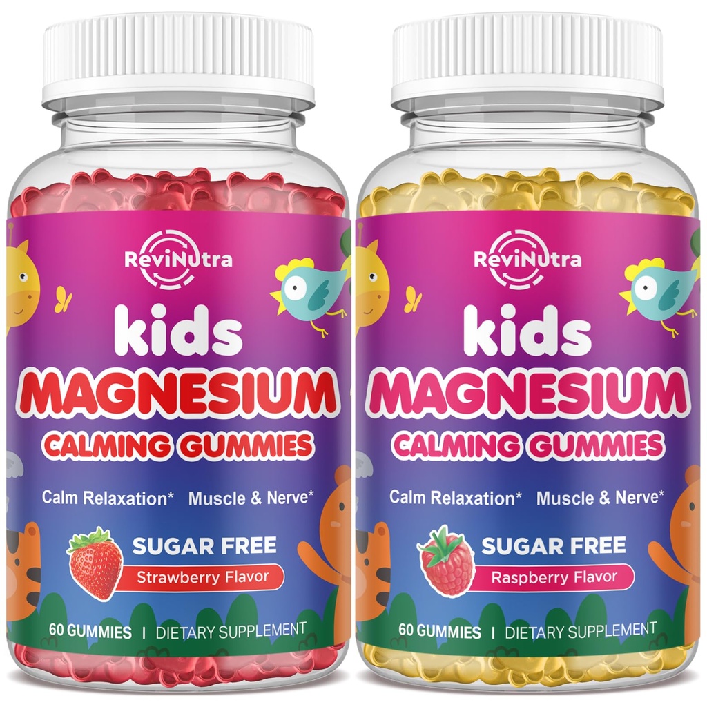 2 Pack Magnesium Glycinate Gummies for Kids & Adults Stawberry & Raspberry Flavor