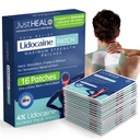 Lidocaine Patches - 4% Numbing Gel Pain Patches | 16 Pack- Maximum Strength Knee Pain Relief Patches | Nerve, Sciatica, Neck & Shoulder Joint, Muscle Soreness & Back Pain Relief- Topical Analgesic