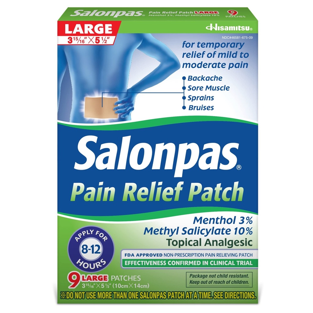 Salonpas Relief Patches Large - 9 ct, Pack of 5