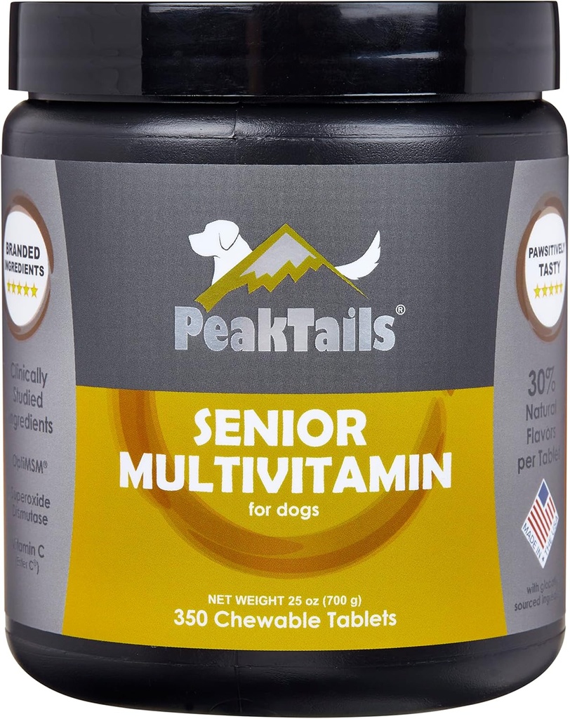 Senior Multivitamin για σκύλους – 350 Μασώμενα δισκία με MSM, Superoxide Dismutase