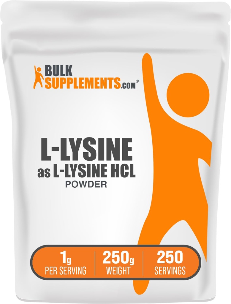 BulkSupplements.com L-Lysine Powder - Lysine Supplement, Essential Amino Acid, for Immune Support - Gluten Free, 1g per Serving, 250g (8,8 oz) (Pack of 1)
