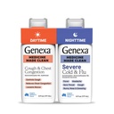 Genexa Clean Cough & Congestion + Nighttime Relief Combo Pack, Dye Free, 0% Artificial Additives, Liquid Multi-Symptom Cough, Cold, & Flu, Organic Blueberry Flavor, 12 fl oz (2 Pack)