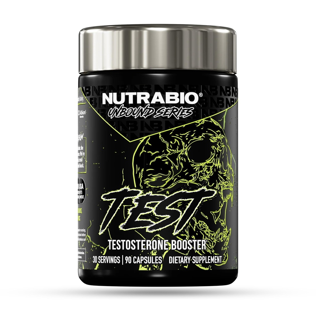 NutraBio Unbound Test, Testosterone Booster for Men, Testosterone Supplement for Men, Libido, Boron, Fenugreek, Tongkat Ali, 90 Capsules