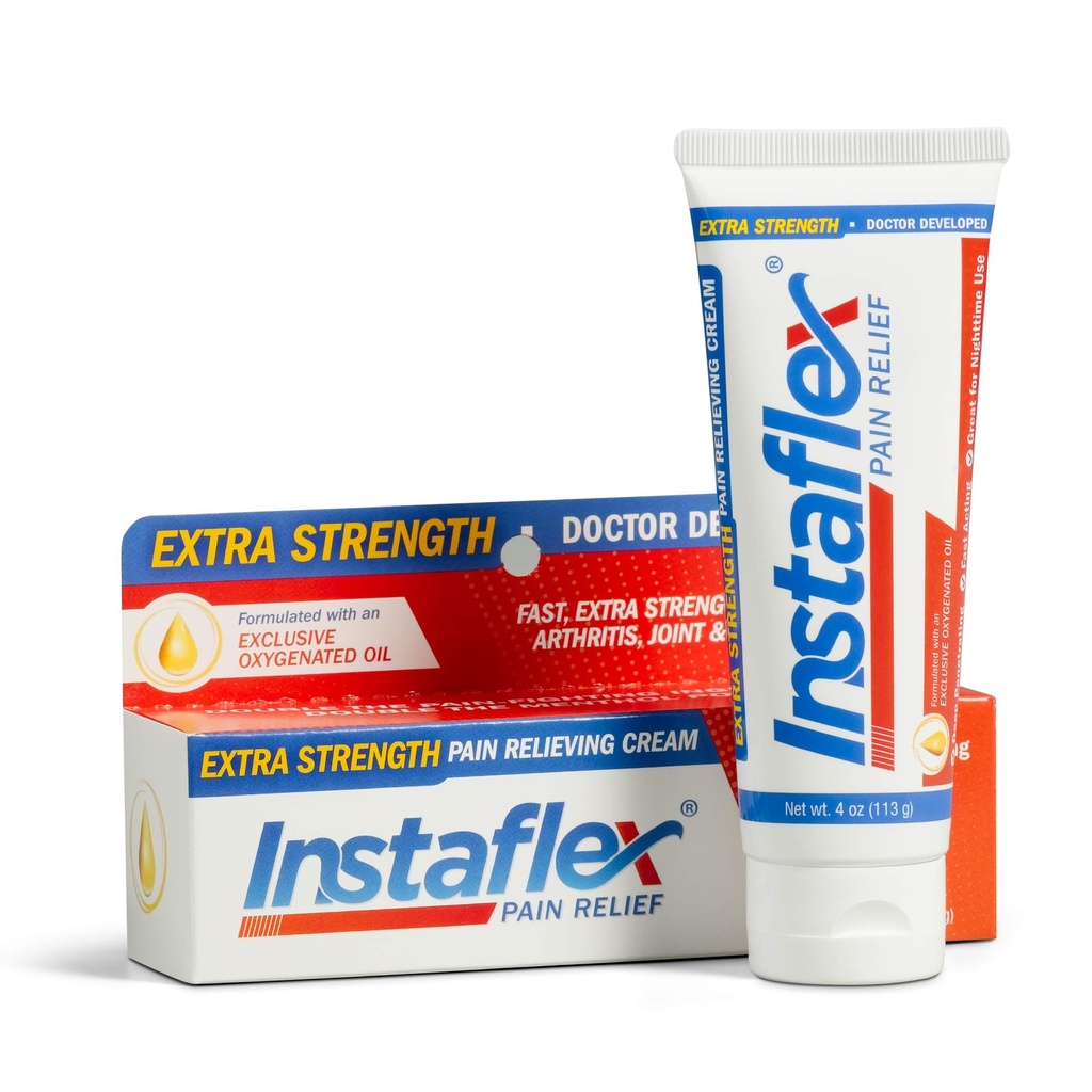 Υγιεινές Οδηγίες Instaflex Extra Strength Pain Relief Cream, με 2X τα συστατικά του πόνου-πάχος, τρίβει πιο σκληρό μυών σας και τον πόνο των αρθρώσεων (4 oz)