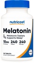 Nutricost Μελατονίνη 10mg, 240 δισκία - 10mg ανά υπηρεσία, Μη ΓΤΟ, Χωρίς γλουτένη
