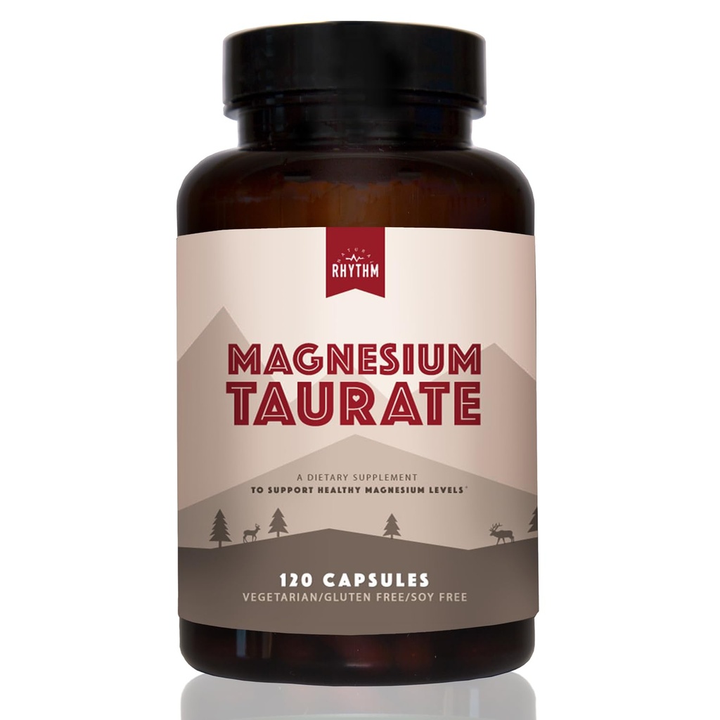 Magnesium Taurate 750mg (150mg Elemental Magnesium) – 120 Vegetarian Capsules – High-Absorption Magnesium Taurate Supplement for Heart, Muscle, and Nerve Support – Non-GMO, Gluten-Free, Made in USA