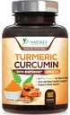 Turmeric Curcumin Supplement 1950mg - 95% Κουρκουμινοειδή με Βιολογικό Turmeric & BioPerine Black Pepper Extract για Καλύτερη Απορρόφηση, Nature's Vegan Joint Support, Non-GMO, Εμφιαλωμένο στις ΗΠΑ - 180 Κάψουλες