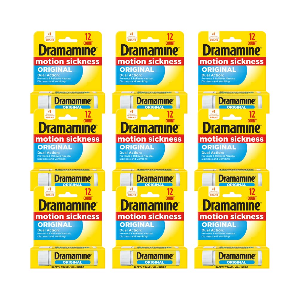 Dramamine Motion Sickness Relief, Original Formula, Tablets 12 ea (Pack of 9)