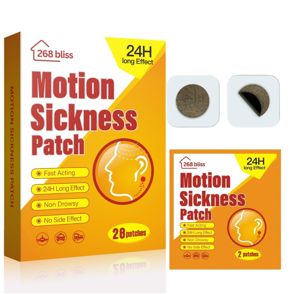Motion Sickness Patches for Cruise,Car,Bus,Ships,Airplane,Park Rides - Non-Drowsy - Travel Essentials for Adults and Kids (28 Count (Pack of 1))
