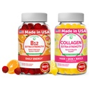 Lunakai Vitamin B12 και Collagen Gummies Bundle - 3000 mcg Methylcobalamin Υψηλή Απορρόφηση Ενεργειακά Gummies - Συμπληρώματα Αντιγήρανσης μη ΓΤΟ για άνδρες και γυναίκες - 30 ημέρες προσφοράς