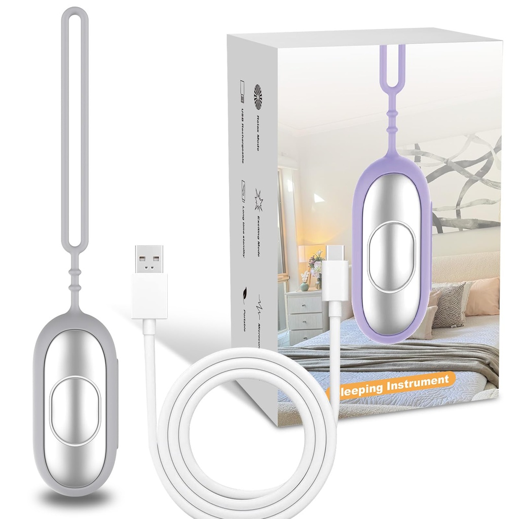 Handheld Sleep Aid Device- Sleep Anxiety Device for Relieving Anxiety and Stress, Improves Slumber for Adults and Students, 5 Adjustable Levels, USB Rechargeable, Easy to Carry（Orange & Blue） (silver)