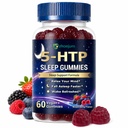5HTP Sleep Gummies with Melatonin, L-Theanine and Magnesium, Calm Mood and Sleep Support Supplement, Helps Relax Mind and Asleep Faster, Vegan and Non-GMO, Mixed Berry, 60 Count (Pack of 1)