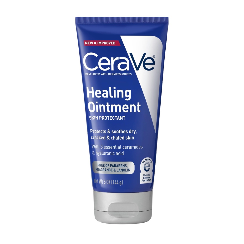 CeraVe Healing Ointment, Hydrating Skin Protectant With Petrolatum, Hyaluronic Acid & Ceramides, Face & Body Skin Barrier Repair For Cracked, Chafed, Dry Skin, Fragrance Free & Lanolin Free, 5 Oz