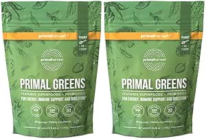 Primal Harvest Primal Greens Powder, 30 Υπηρεσίες Once Daily Supergeens Συμπλήρωμα διατροφής με Spirulina, Mushroom Blend & Probiotics για την υποστήριξη της ενέργειας, της ευεξίας, & Digestion