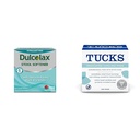 Dulcolax Stool Softener Laxative Liquid Gel Capsules (100ct) for Gentle Relief, Docusate Sodium 100mg & Tucks Medicated Cooling Pads, 100 Count – Pads with Witch Hazel, Cleanses Sensitive Areas