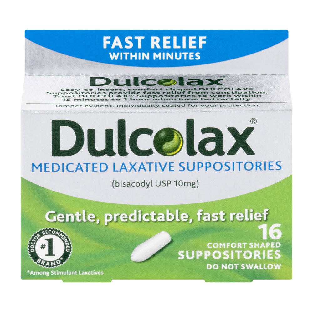 Dulcolax Medicated Laxative Suppositories - 16 ct, Pack of 6