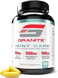 Granite Joint Care: Premium UC-II Collagen, Turmeric Curcumin C3, AKBA Boswellia + More - All-in-One Support for Joint Mobility, Comfort & Strength (60ct)