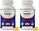 Vitamatic NADH 20mg with D-Ribose & CoQ10 – 60 Capsules, B-Nicotinamide Adenine Dinucleotide, Non-GMO, Gluten Free (Pack of 2)