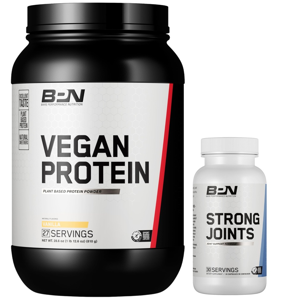 BARE PERFORMANCE NUTRITION BPN Vegan Vanilla Protein + Strong Joints Bundle