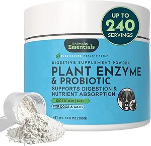 Animal Essentials Plant Enzyme & Probiotics - Digestive Enzymes for Dogs & Cats, Probiotics, Digestive Supplement, Veterinian Recommended - 10.6 Oz