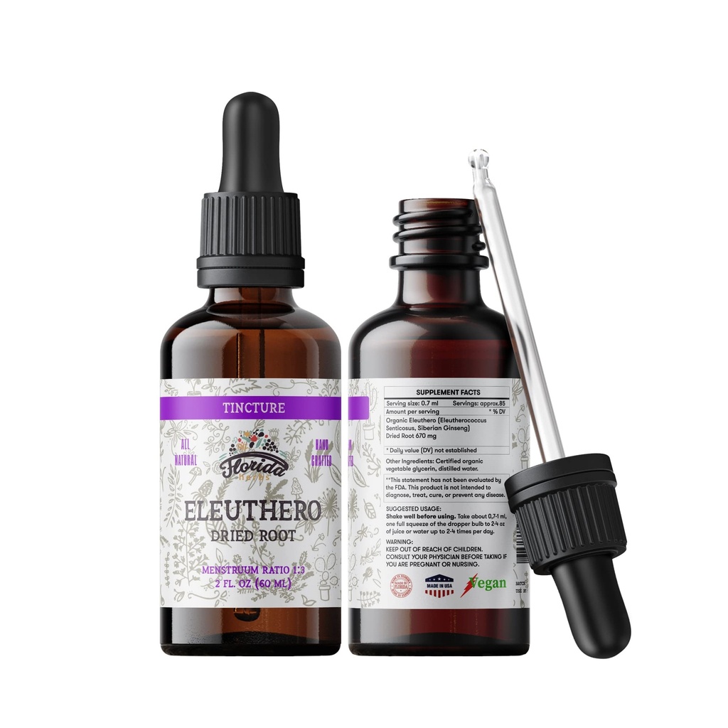 Eleuthero Tincture, Organic Eleuthero Extract (Siberian Ginseng, Eleutherococcus senticosus)