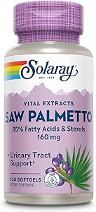 SOLARAY Saw Palmetto Extract - Prostate Health and Urinary Tract Support - 136 mg Λιπαρά Οξέα και στερόλες - Lab Επαληθευμένο, 60 ημερών εγγύηση επιστροφής χρημάτων (120 εξυπηρετούν, 120 Softgels)