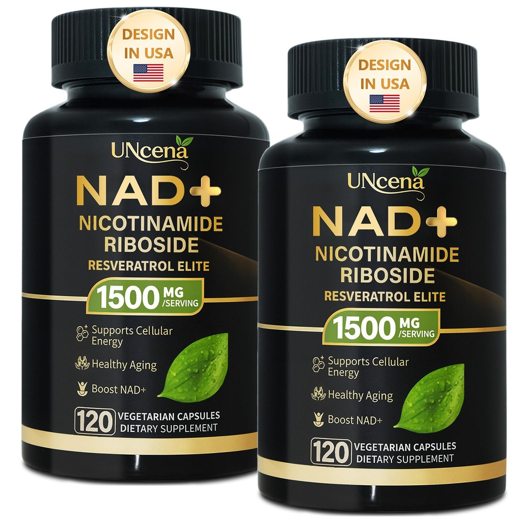 NAD Supplement 1500mg - Liposomal NAD+ Nicotinamide Riboside with Resveratrol, NAD Plus Boosting - Support Cellular Health, Stamina & Healthy Aging for Women & Men- Pack of 2