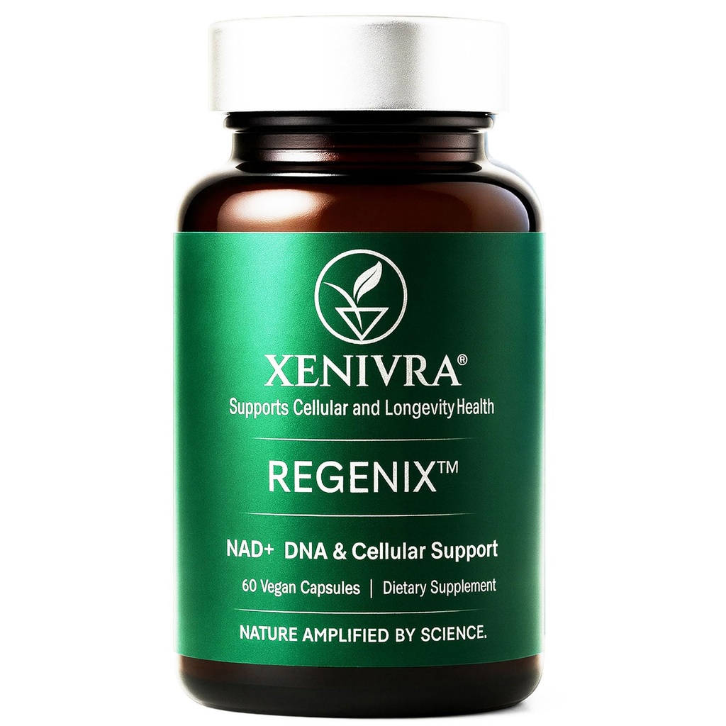 Xenivra Regenix™ NAD+ Supplement | NAD Booster with Nicotinamide Riboside (NR) | Cellular Energy & Healthy Aging | Resveratrol & CoQ10 | 60 Vegan Capsules