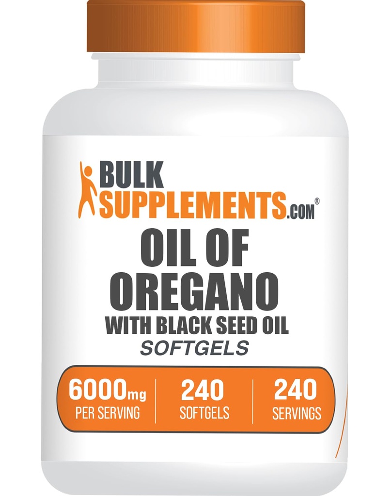 BulkSupplements.com Oil of Oregano with Black Seed Oil Softgels - Gluten Free, 1 Softgel per Serving (6000mg), 240 Count (Pack of 1)