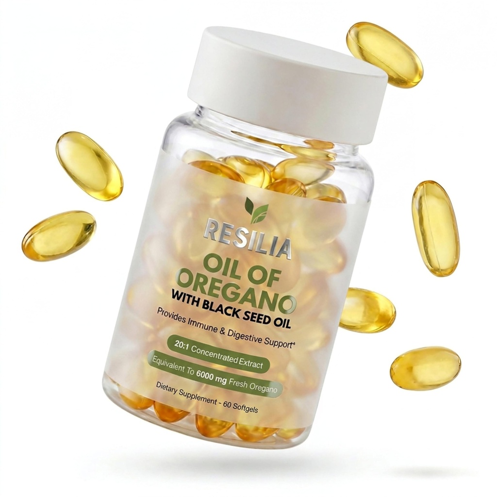 Resilia Black Seed Oil 6000mg Softgels – Organic Oil of Oregano Capsules for Immune & Digestive Support – Non-GMO, Gluten-Free – New Bottle Packaging (60 Count)